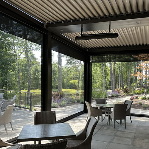 Restaurant outdoor mesh screen in Greenville