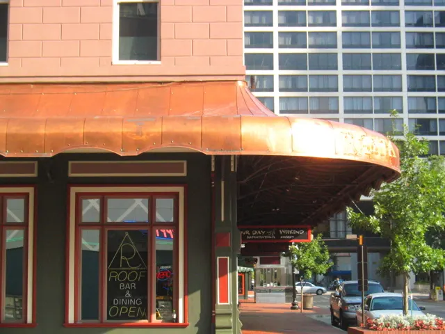 Commercial copper storefront awning in Charlotte