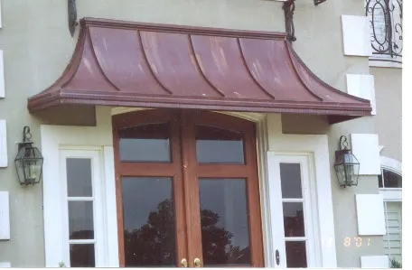 Residential copper door awning in Winston-Salem