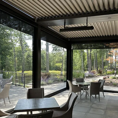 Restaurant outdoor mesh screen in Greenville