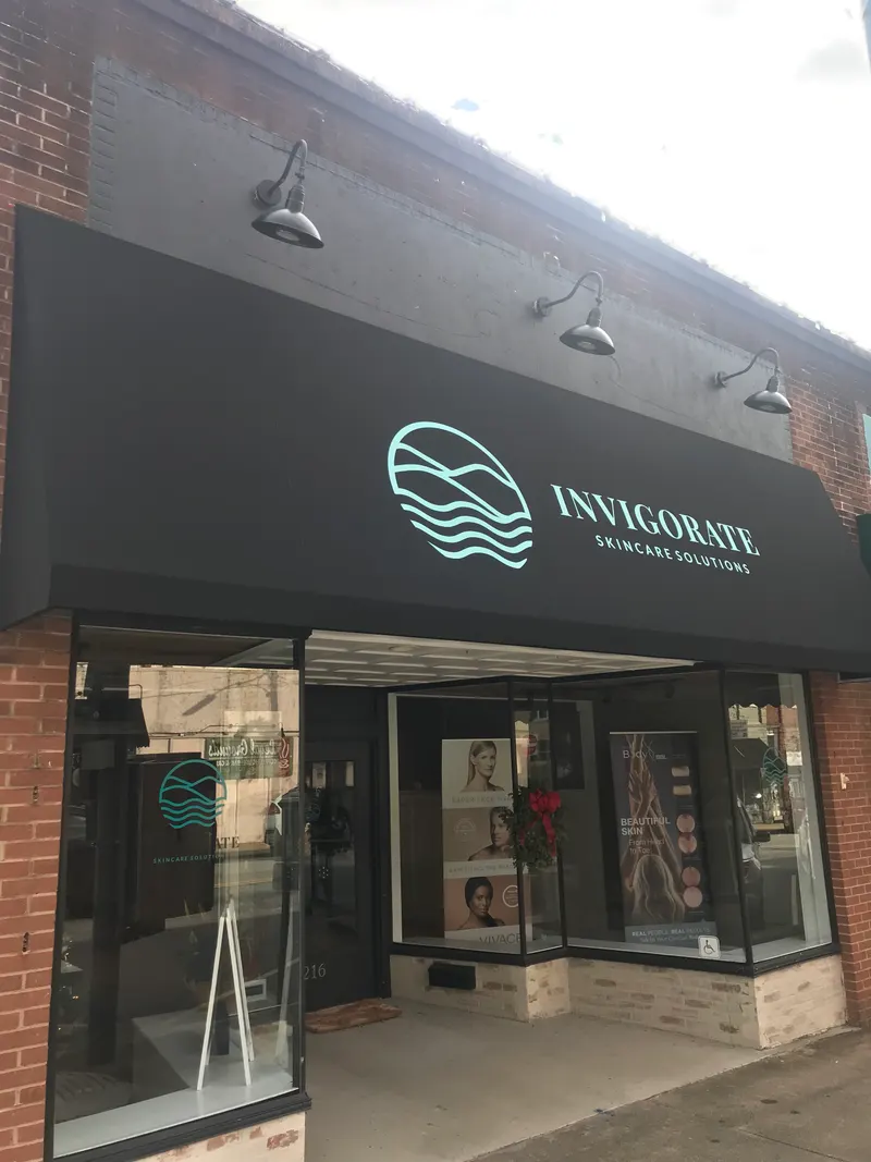 Storefront awning with custom graphics in Charlotte